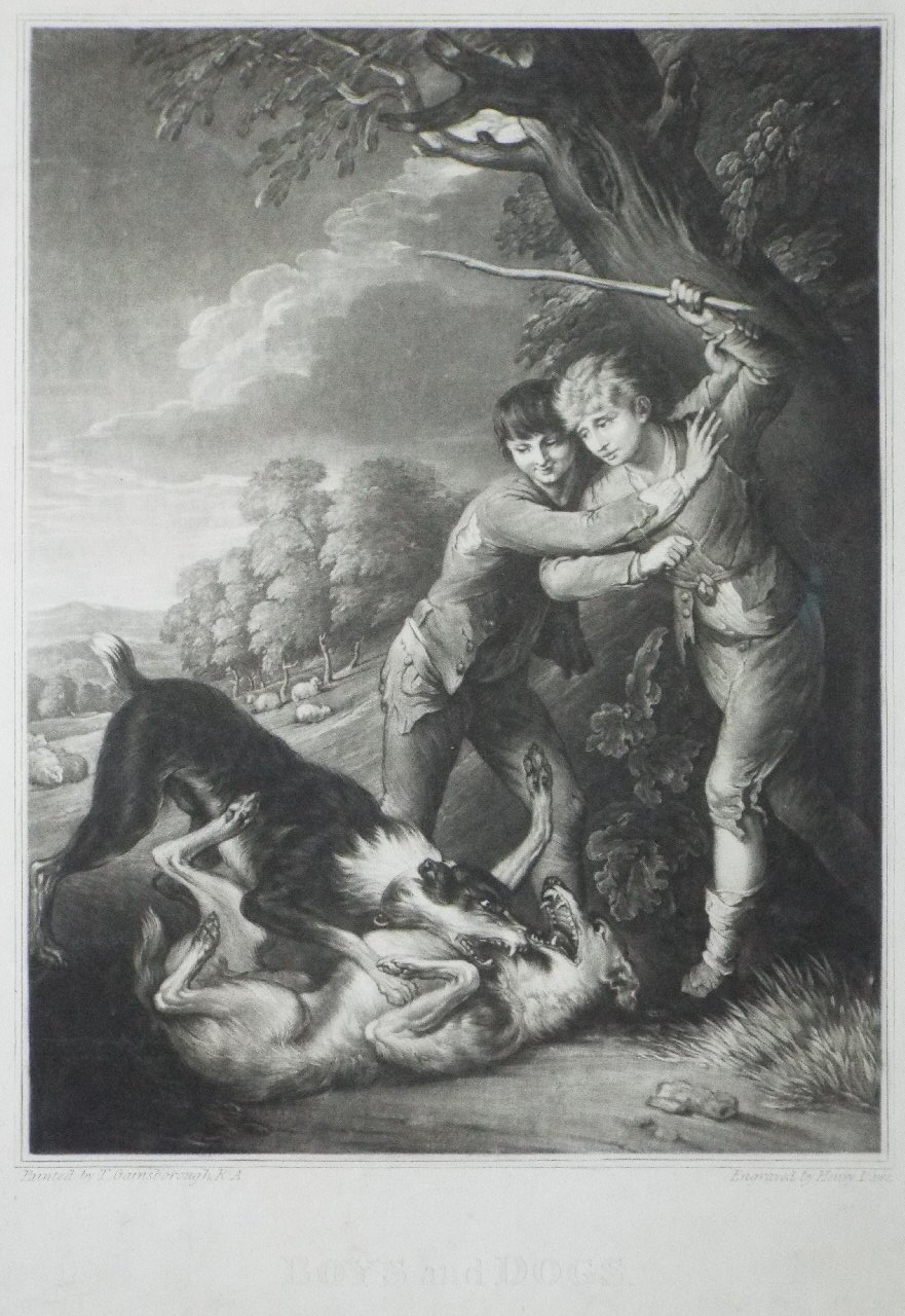 Mezzotint - Boys and Dogs - Dawe